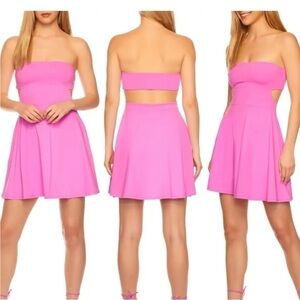 Susana Monaco Strapless Mini dress cut out back blue